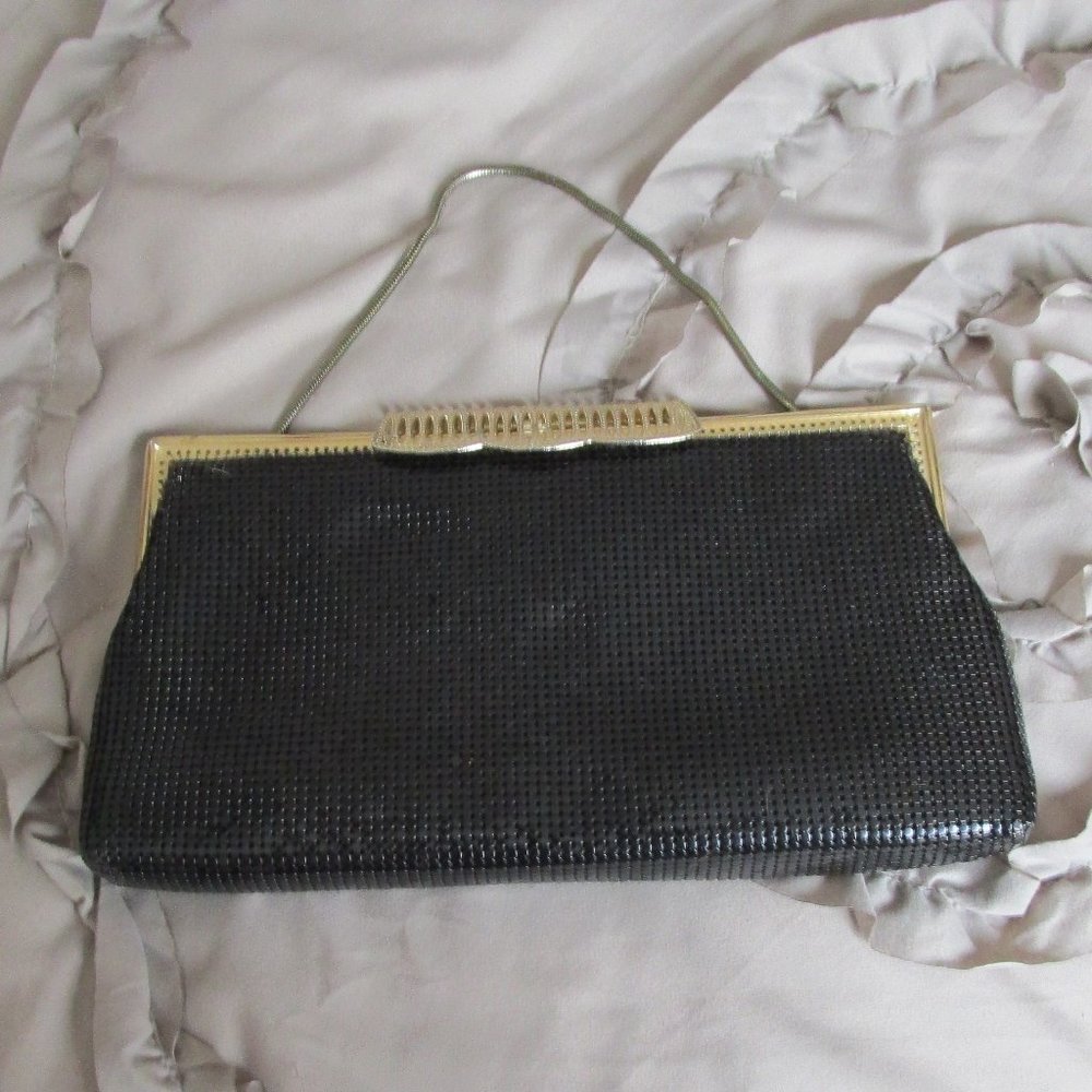 Fay Swafford metal mesh wristlet clutch purse